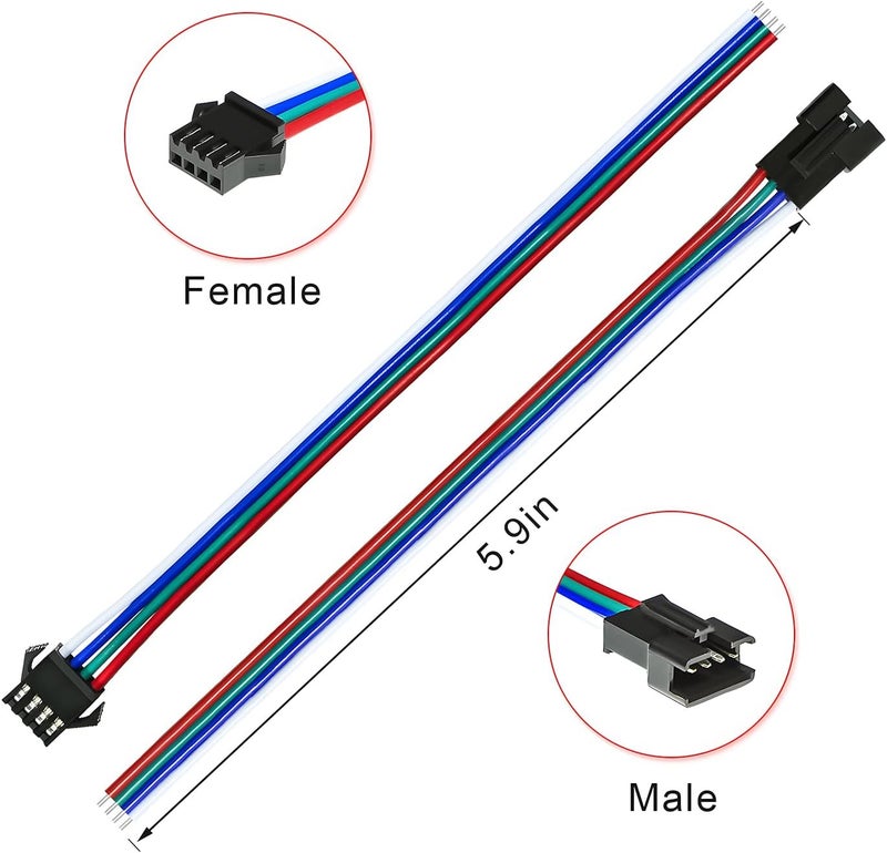 VISDOLL 30 Pairs JST SM 4 Pin Connectors Female/Male 20AWG Wire 15cm Cable LED Strip Connector for LED Strip RGB 5050 3528 WS2801 APA02 WS2813 WS2815 WS2801 - Image 5